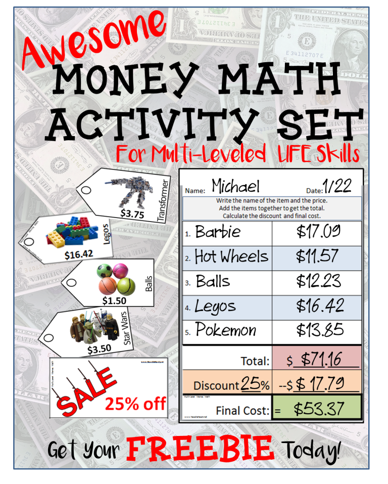 free money math activity from noodlenook for centers great for life