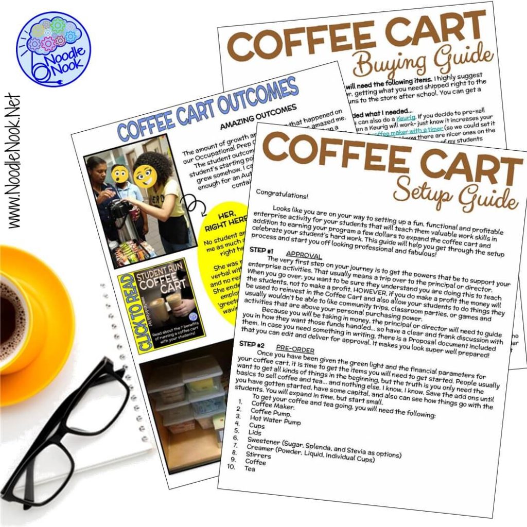 Student learn real-world math, communication and social skills when they operate a class based business. Check out more on operating a coffee cart in your special education classroom!