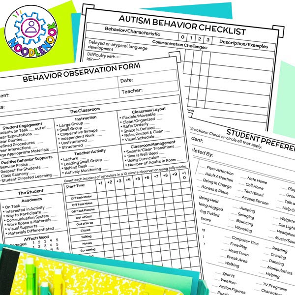 Autism Classroom - Behavior Data Collection Sheets for Special Ed via Noodle Nook