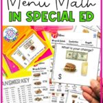 Graphic of Real-World Math for Special Education text with math activity for special ed